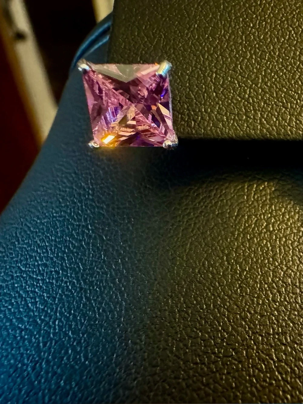 Square Moissonite Purple Crystal Stud Earrings - Elegant Women’s Jewelry